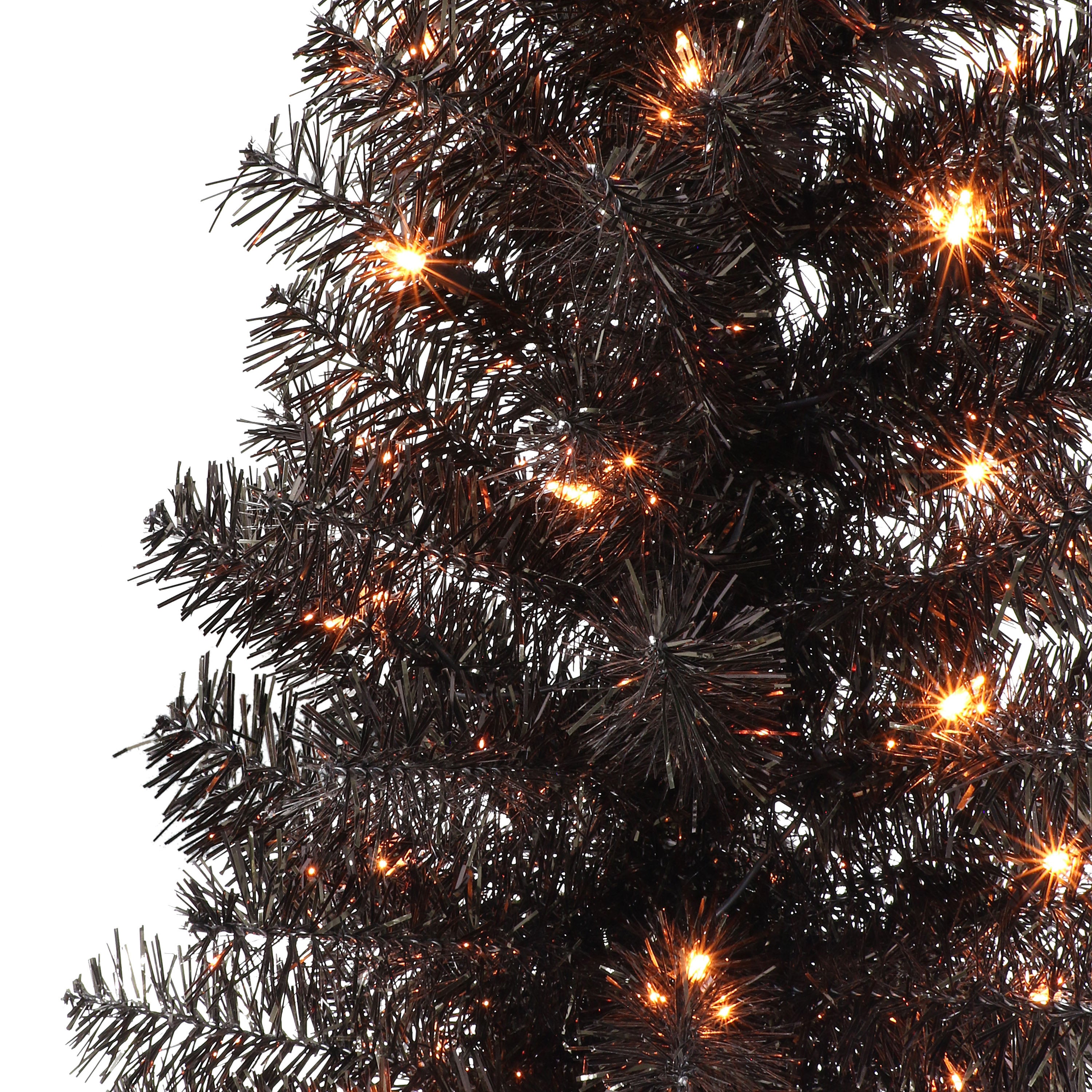 4.5ft Pre-lit Black Tinsel Tree